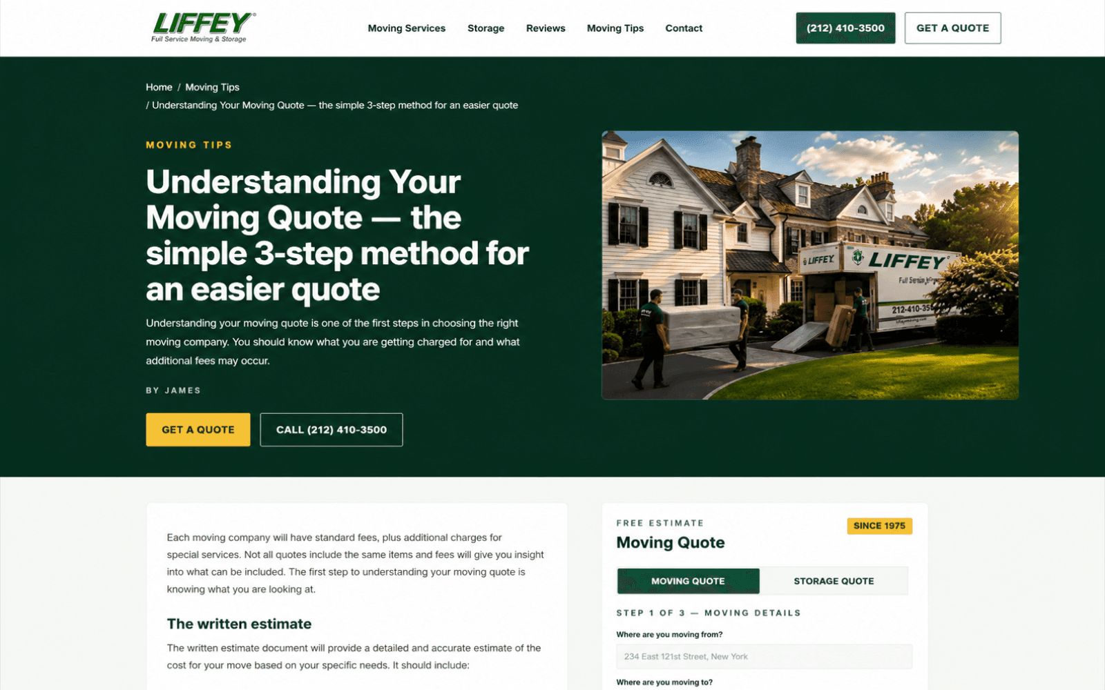 Liffey Van Lines moving guidance article page