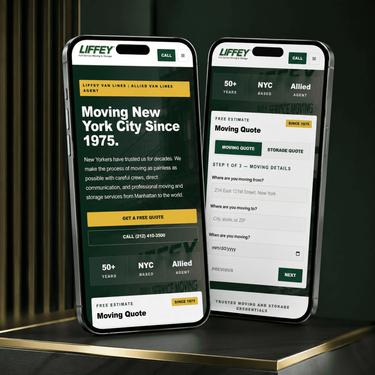 Liffey Van Lines responsive mobile website experience
