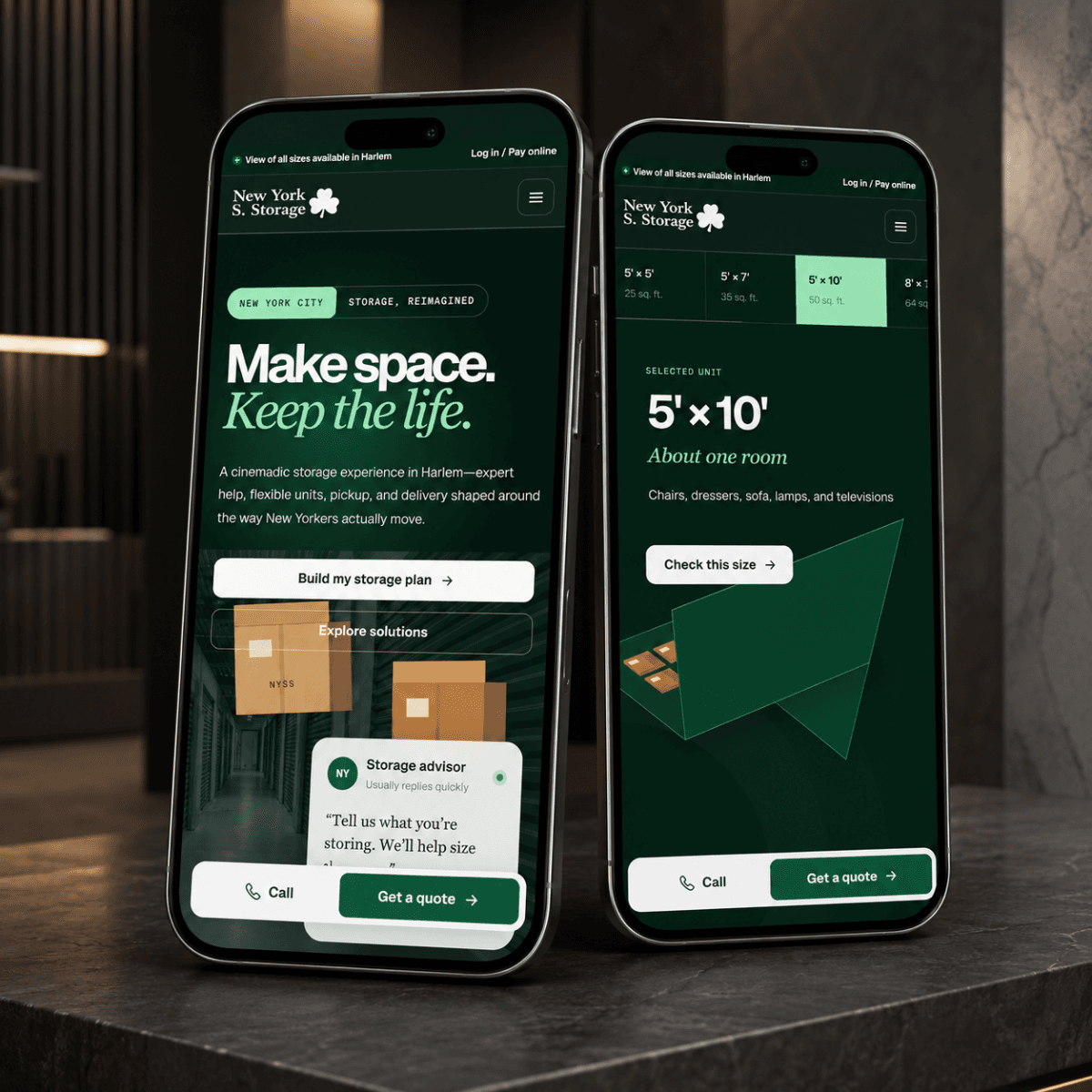 New York's Storage responsive mobile website experience