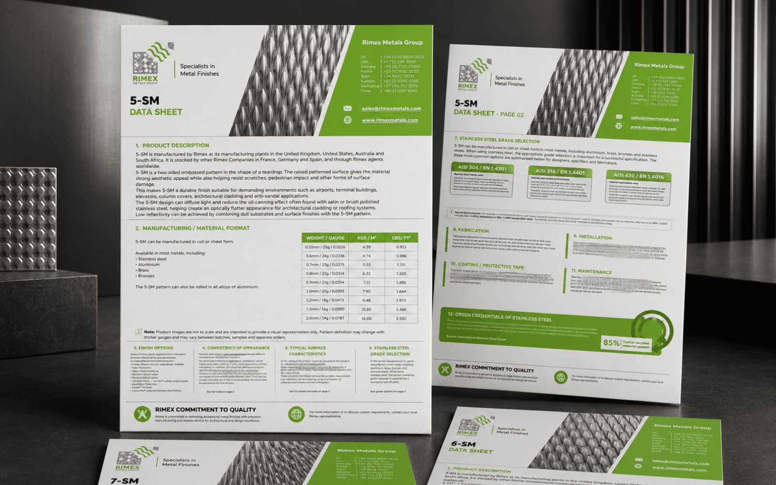 RIMEX USA product presentation and finish information page