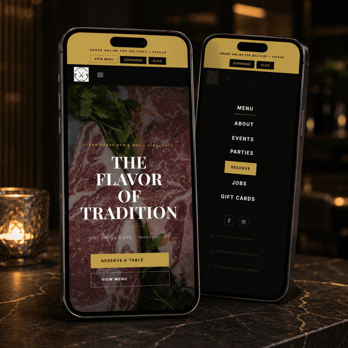 Stone House Bar and Grill responsive mobile website experience